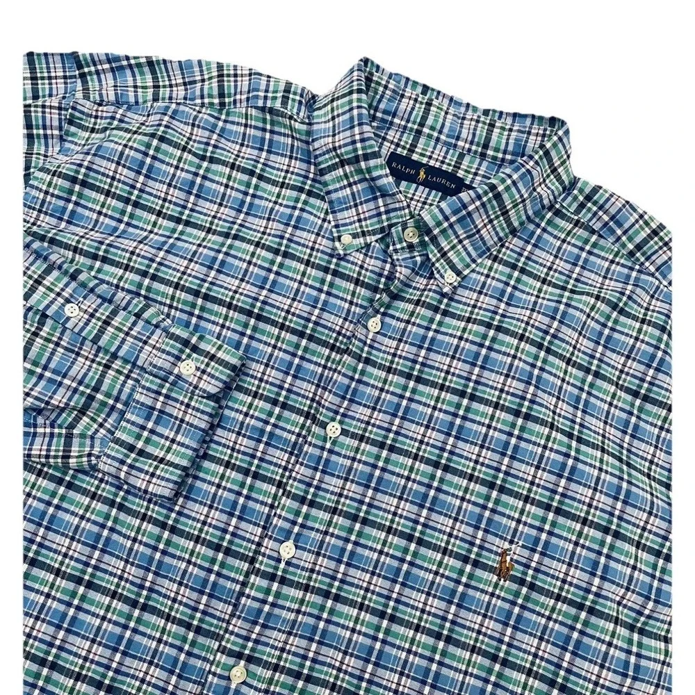 Polo Ralph Lauren Plaid Button Down Shirt Mens 3XLT Flesh Pony Preppy Big & Tall